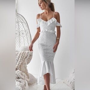 White high low midi dress